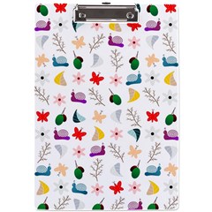 Snail Butterfly Pattern Seamless A4 Acrylic Clipboard by Ravend