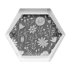 Flowers Pattern Hexagon Wood Jewelry Box by Ravend