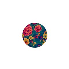 Floral Art Flowers Textile 1  Mini Buttons by Ravend