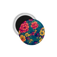 Floral Art Flowers Textile 1 75  Magnets by Ravend