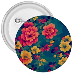 Floral Art Flowers Textile 3  Buttons by Ravend