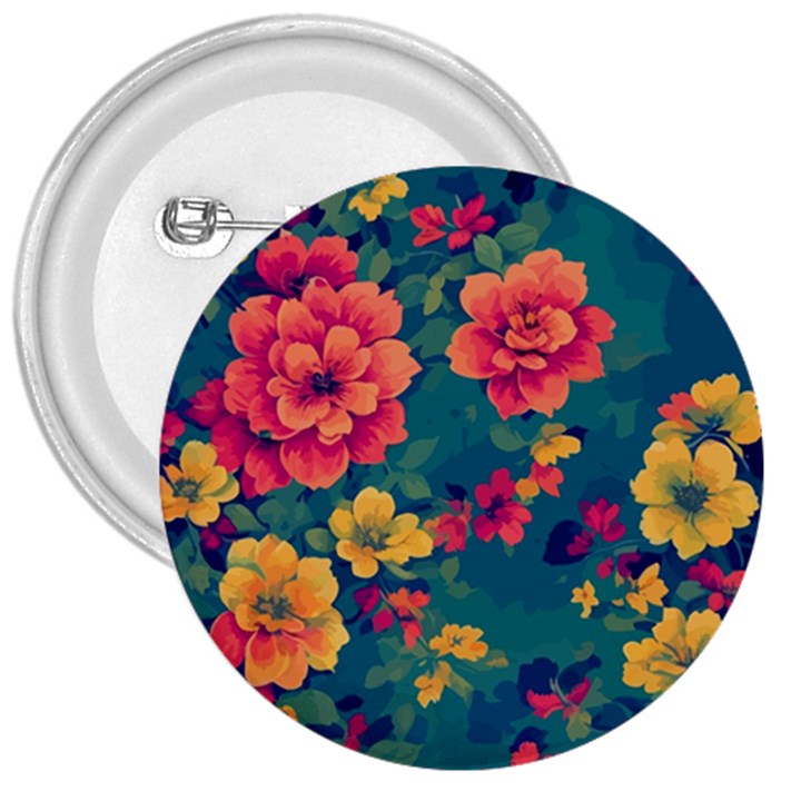 Floral Art Flowers Textile 3  Buttons