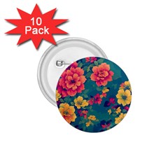 Floral Art Flowers Textile 1 75  Buttons (10 Pack) by Ravend