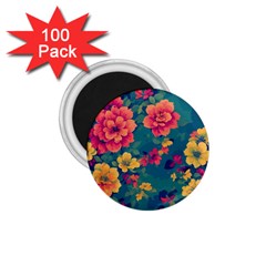 Floral Art Flowers Textile 1 75  Magnets (100 Pack)  by Ravend