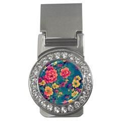 Floral Art Flowers Textile Money Clips (cz)  by Ravend