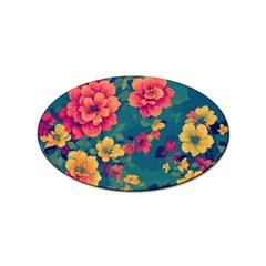 Floral Art Flowers Textile Sticker Oval (100 Pack) by Ravend