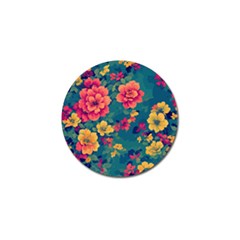 Floral Art Flowers Textile Golf Ball Marker (4 Pack)