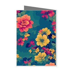 Floral Art Flowers Textile Mini Greeting Cards (pkg Of 8) by Ravend