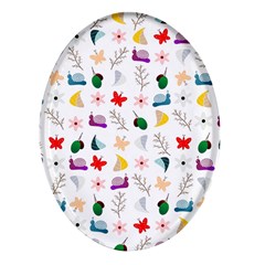 Snail Butterfly Pattern Seamless Oval Glass Fridge Magnet (4 Pack) by Ravend