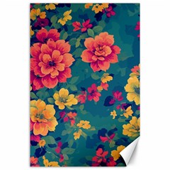 Floral Art Flowers Textile Canvas 24  X 36  by Ravend