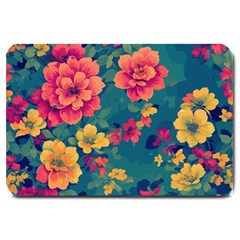 Floral Art Flowers Textile Large Doormat by Ravend