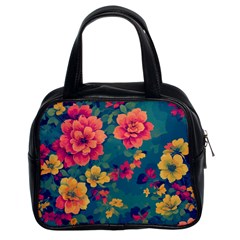 Floral Art Flowers Textile Classic Handbag (two Sides) by Ravend