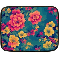 Floral Art Flowers Textile Fleece Blanket (mini) by Ravend