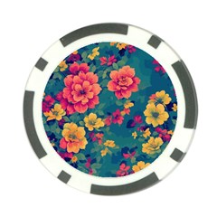 Floral Art Flowers Textile Poker Chip Card Guard (10 Pack) by Ravend