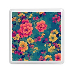 Floral Art Flowers Textile Memory Card Reader (square) by Ravend