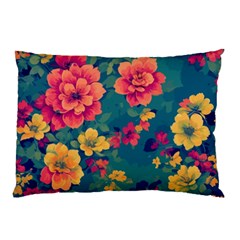 Floral Art Flowers Textile Pillow Case (two Sides) by Ravend