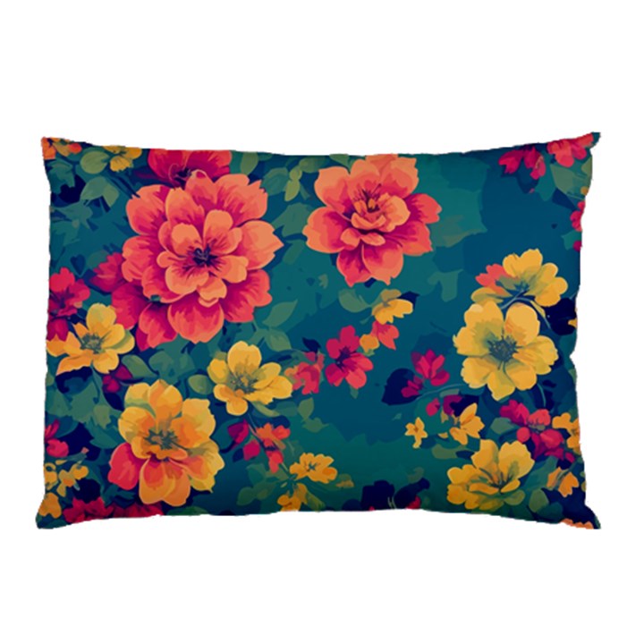 Floral Art Flowers Textile Pillow Case (Two Sides)