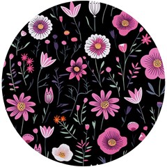 Flowers Pattern Uv Print Round Tile Coaster