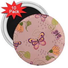 Butterfly Background Pattern Texture 3  Magnets (10 Pack)  by Ravend