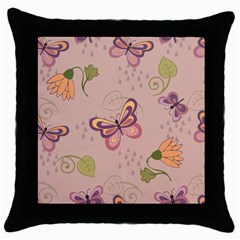 Butterfly Background Pattern Texture Throw Pillow Case (black) by Ravend