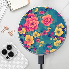 Floral Art Flowers Textile Wireless Fast Charger(white) by Ravend