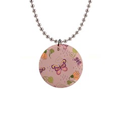 Butterfly Background Pattern Texture 1  Button Necklace by Ravend