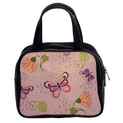 Butterfly Background Pattern Texture Classic Handbag (two Sides) by Ravend