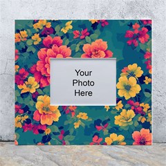 Floral Art Flowers Textile White Wall Photo Frame 5  X 7  by Ravend