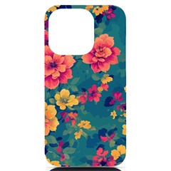 Floral Art Flowers Textile Iphone 14 Pro Black Uv Print Case by Ravend