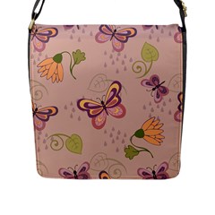 Butterfly Background Pattern Texture Flap Closure Messenger Bag (l) by Ravend