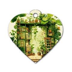 Building Potted Plants Dog Tag Heart (one Side) by Ravend