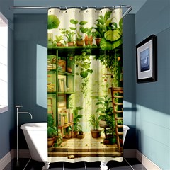 Building Potted Plants Shower Curtain 36  X 72  (stall)  by Ravend