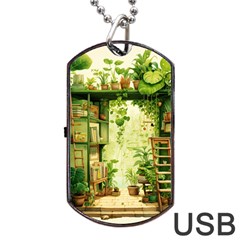 Building Potted Plants Dog Tag Usb Flash (two Sides) by Ravend