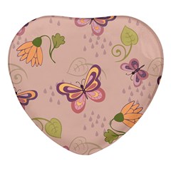 Butterfly Background Pattern Texture Heart Glass Fridge Magnet (4 Pack) by Ravend