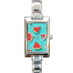 Watermelon Fruit Slice Rectangle Italian Charm Watch by Ravend