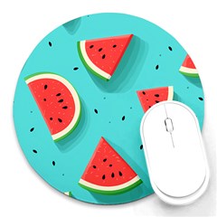 Watermelon Fruit Slice Round Mousepad by Ravend