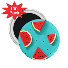 Watermelon Fruit Slice 2 25  Magnets (100 Pack)  by Ravend