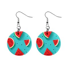 Watermelon Fruit Slice Mini Button Earrings by Ravend