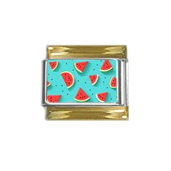 Watermelon Fruit Slice Gold Trim Italian Charm (9mm) by Ravend