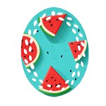 Watermelon Fruit Slice Oval Filigree Ornament (Two Sides) Back