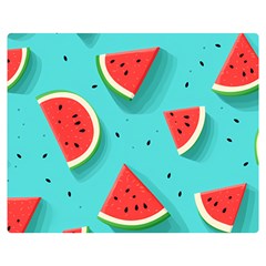 Watermelon Fruit Slice Two Sides Premium Plush Fleece Blanket (medium) by Ravend