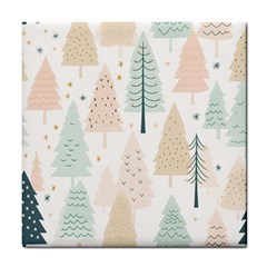 Trees Christmas Tile Coaster by Ravend