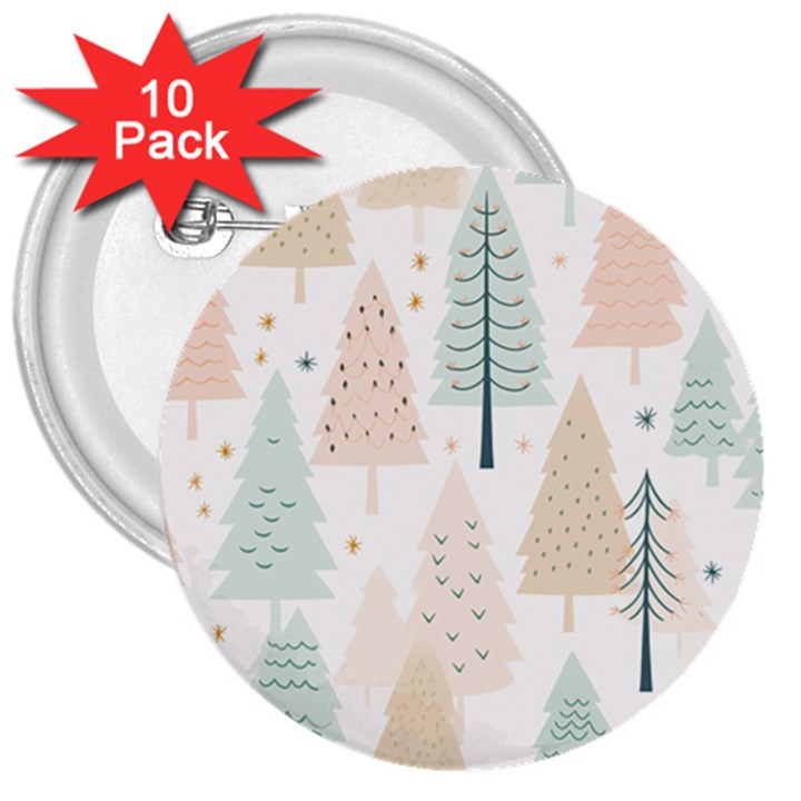 Trees Christmas 3  Buttons (10 pack) 