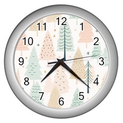 Trees Christmas Wall Clock (Silver)