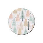 Trees Christmas Rubber Coaster (Round) Front