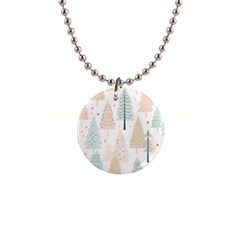 Trees Christmas 1  Button Necklace