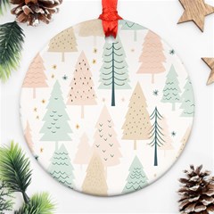 Trees Christmas Round Ornament (two Sides) by Ravend