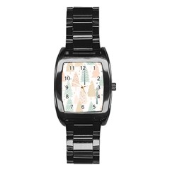 Trees Christmas Stainless Steel Barrel Watch