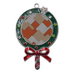 Abstract Pattern Line Art Design Decoration Metal X mas Lollipop With Crystal Ornament