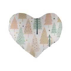 Trees Christmas Standard 16  Premium Flano Heart Shape Cushions